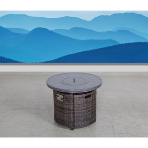 25" H x 32" W Aluminum Outdoor Fire Pit Table with Lid(Espresso) - 1 of 4