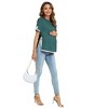 Maternity Tops Women's Maternity Shirts Color Block Split Hem Tunic Tops Pregnancy Clothes for Women Green 2XL - 4 of 4