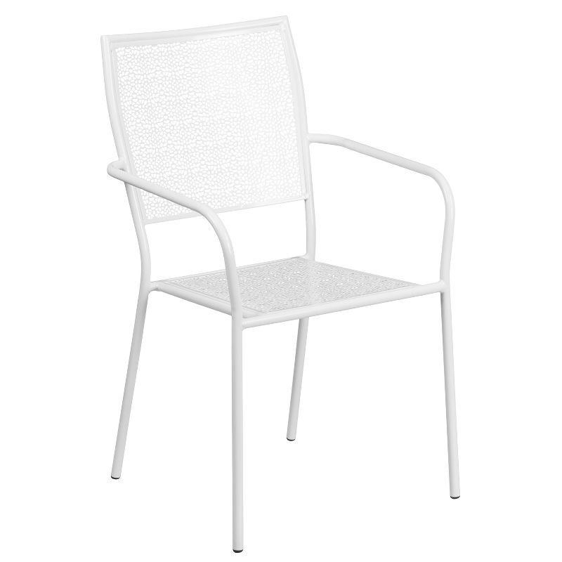 Flash Furniture Commercial Grade Indoor-Outdoor Steel Patio Arm Chair with Square Back, 1 of 12