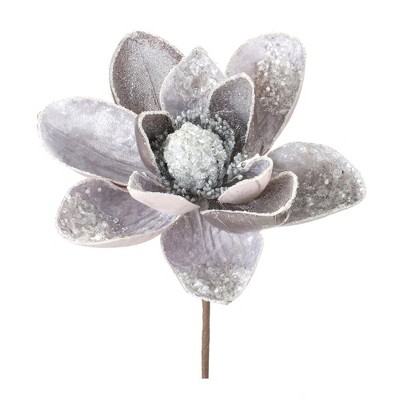 Melrose Glittered Magnolia Stem (Set of 2)