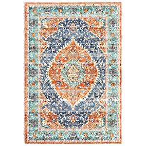 Washable Area Rug - Low-Profile Large Area Rug, Non-Slip Backing, Durable Edge Binding, Vintage Style, Suitable for Living Room Bedroom Dining Room - 1 of 4
