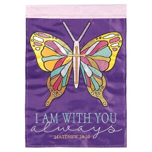 Dicksons I Am With Your Always Purple Butterfly Embroidered 13 x 18 Polyester Outdoor Hanging Garden Flag - 1 of 2