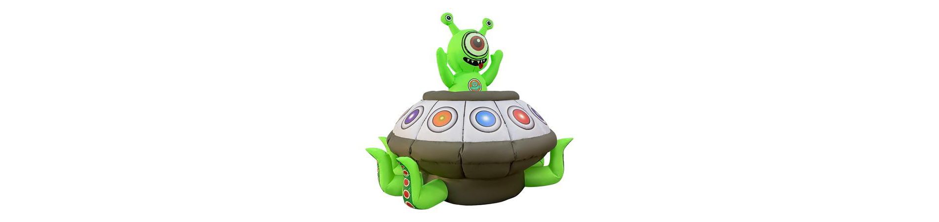 GOOSH 5.2ft Animated Light-Up Inflatable Alien in UFO Halloween Yard Decoration