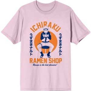 Naruto Shippuden Anime Ichiraku Ramen Shop Logo  Pink Tee - 1 of 2