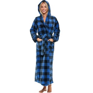 ADR Plush Fleece Women's Robe, Long Hooded Women's Bathrobe, Soft Cozy Women's Bath Robe & Plus Sizes - 1 of 4