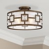 Possini Euro Design Deco Bling Modern Ceiling Light Semi Flush Mount Fixture 16" Wide Warm Bronze 3-Light Crystal Organza Drum Shade for Living Room - 2 of 4