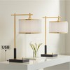 Possini Euro Design Hayven 23 1/2" High Small Mid Century Modern Desk Lamps Set of 2 Dual USB Ports Black Gold Metal Home Office Living Room Charging - 2 of 4