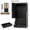 Rattan Armoire Wardrobe Closet with 3 Drawers and 2 Doors, Modern Wooden Wardrobe Cabinets for Hanging Clothes - 2 of 4