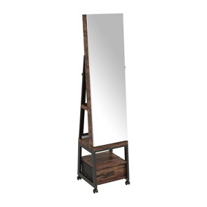 TruAIR 66" 360° Swivel Jewelry Armoire – Freestanding Mirror Cabinet with Storage Drawer & Wheels - 1 of 4