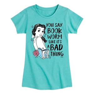 Girls' - Disney - Bookworm Isn't A Bad Thing Fitted Short Sleeve Graphic T-Shirt - 1 of 4