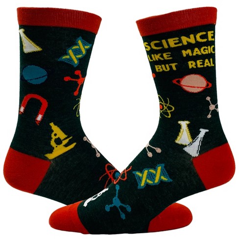 Crazy Dog T-Shirts Men's Science Like Magic But Real Socks Funny Nerdy Chemistry Sarcastic Graphic Footwear - image 1 of 4