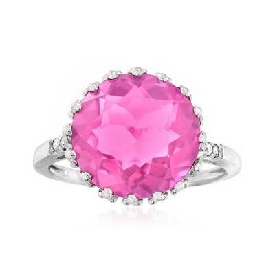 Ross-Simons 4.90 Carat Pink Topaz Crown Ring With Diamond Accents in Sterling Silver