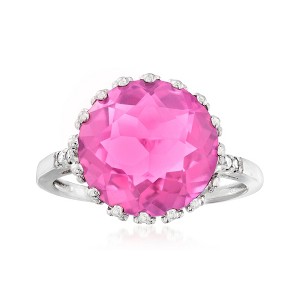 Ross-Simons 4.90 Carat Pink Topaz Crown Ring With Diamond Accents in Sterling Silver - 1 of 4