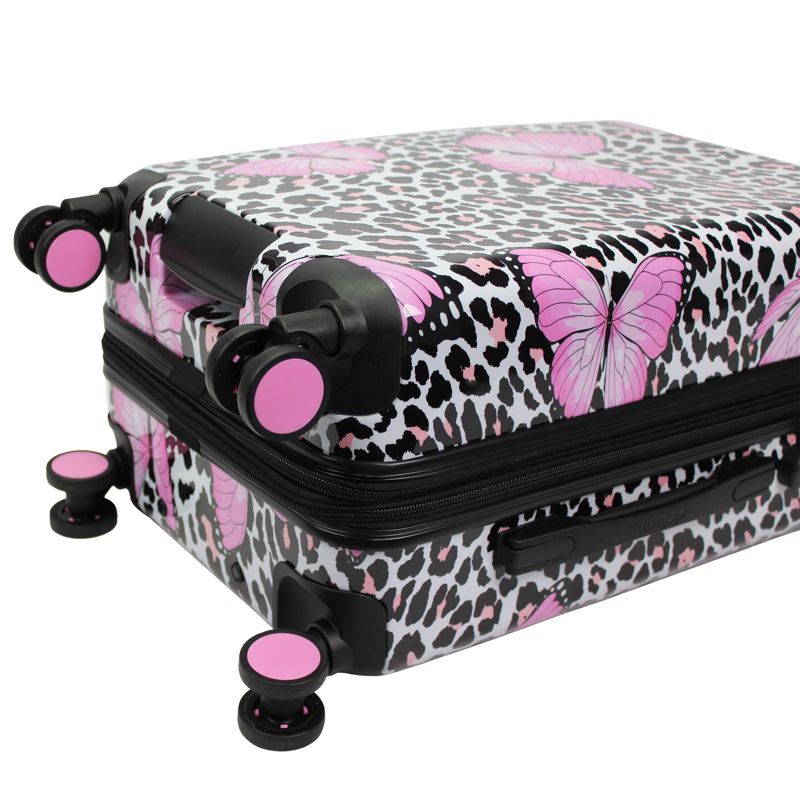World Traveler Dejuno Butterfly Cheetah 3-Piece Expandable Spinner Luggage Set, 5 of 6