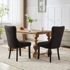 Akoasm Set of 2 Modern Tufted Upholstered Dining Chair with Solid Wood Legs & Tassel Trim-Black - 2 of 4