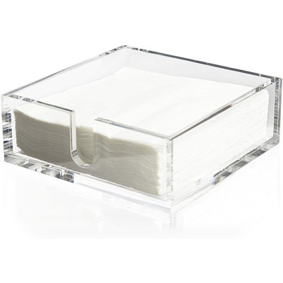 Juvale Clear Acrylic Flat Napkin Holder with 6.5" Luncheon Paper Napkin Set for Dining Table & Kitchen