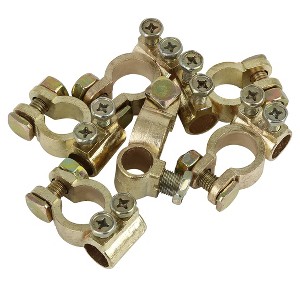 Unique Bargains Battery Terminal Connectors Clamps for Car Van Caravan Motorhome Gold Tone 6 Pcs - 1 of 4