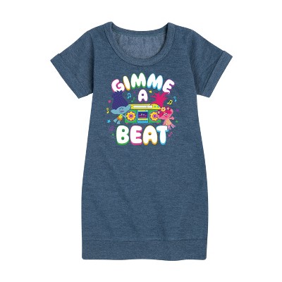 - Trolls - Gimme A Beat Branch and Poppy Graphic Short Sleeve Fleece Dress