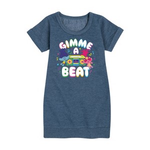 - Trolls - Gimme A Beat Branch and Poppy Graphic Short Sleeve Fleece Dress - 1 of 4