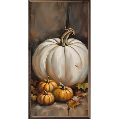 Kendrick Home White Pumpkin and Small Wall Art Orange