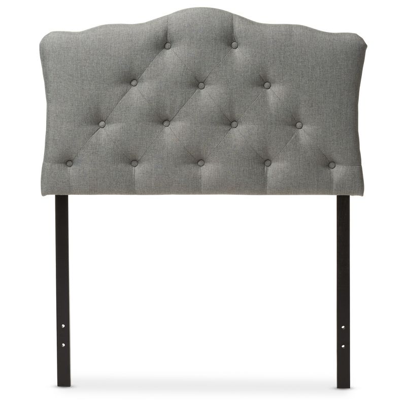 Myra Modern And Contemporary Fabric Upholstered Button - Tufted Scalloped Headboard - Baxton Studio, 3 of 6