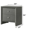 1pc Contemporary Modern 2-Drawer Nightstand Round Knobs Bedroom Wooden Furniture Gun Metal Gray Finish - 4 of 4