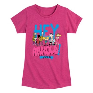 Girls' - Hey Arnold! - Arnold Spray Paint 96 Fitted Short Sleeve Graphic T-Shirt - 1 of 3