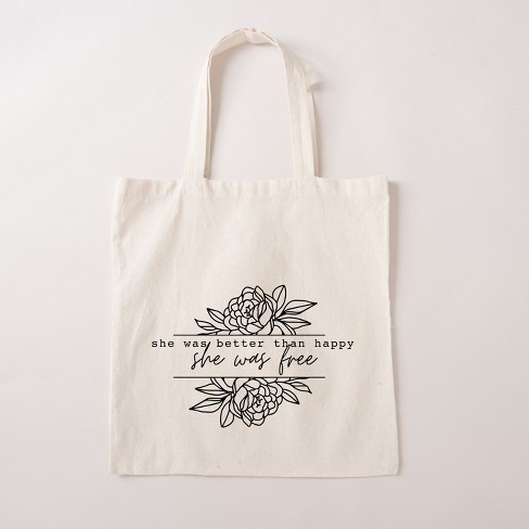 City Creek Prints Better Than Happy Canvas Tote Bag - 15x16 - Natural