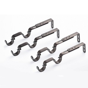 Lumi Home Furnishings 4pk 7.4" Steel Double Curtain Rod Brackets Oil Rubbed Bronze - 1 of 4