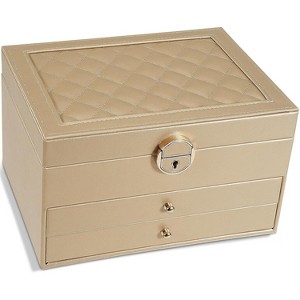 3-Layer Jewelry Box with Two Drawers, PU Leather Storage Case - 1 of 4