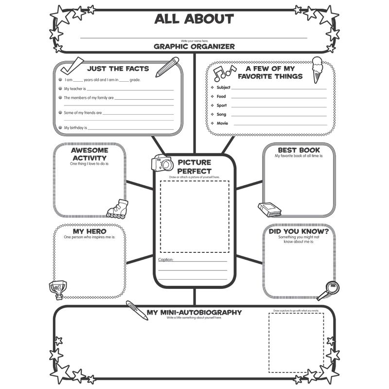 Scholastic Teacher Resources Graphic Organizer Poster, All-About-Me Web, Grades 3-6, 1 of 2