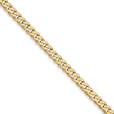 Black Bow Jewelry 2.9mm 14k Yellow Gold Solid Beveled Curb Chain Necklace