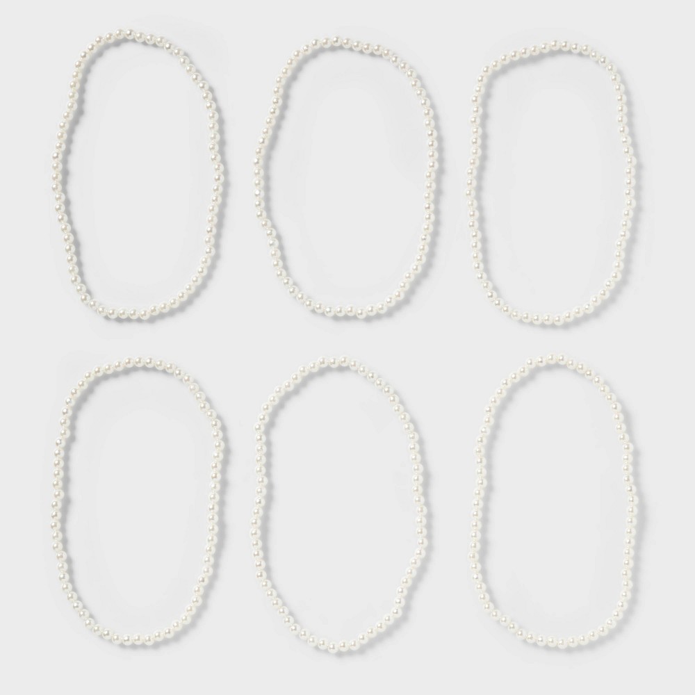 6ct Pearl Necklace - Spritz™: Kids Party Favors, Birthday Supplies, White Beads, Ages 4+