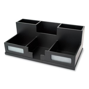 Victor Midnight Black Desk Organizer with Smartphone Holder, 6 Compartments, Wood, 10.5 x 5.5 x 4 - 1 of 4