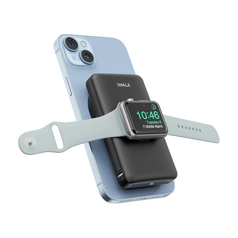 iWALK MAG-X Magnetic Wireless 10000mAh Power Bank with iWatch Charger PD Fast Charging Portable Charger Compact Battery Pack Compatible with iPhone, 1 of 7