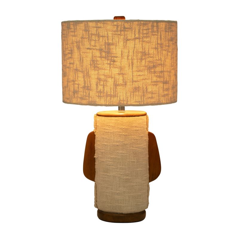 SAGEBROOK HOME 24&#34; Ecomix Fabric Lamp with Wood Shade Ivory, 2 of 11