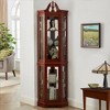 Wooakway 71"H Walnut Display Cabinet with Lights Adjustable Shelves Mirrored Back - 4 of 4