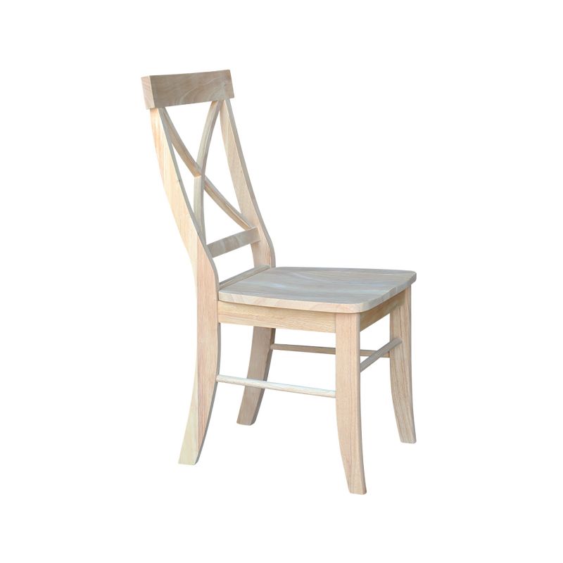 Set of 2 X Back Chairs with Solid Wood Seat Unfinished - International Concepts, 3 of 11