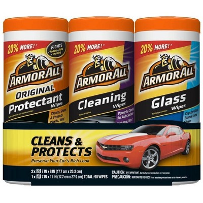 Armor All 3pk 30ct Triple Pack Protectant/cleaning/glass Wipes Automotive  Interior Cleaner : Target