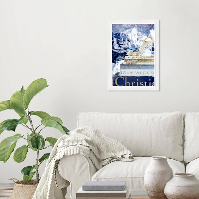 Wynwood Studio 15"x21" What's On My Mind Navy Custom Wall Art White Frame: Modern Typography, Wood Composite