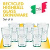 Amici Home Bee Hiball Drinking Glasses, Set of 6 - 16 oz. Recycled Soda Lime Glass with Green Hue & Weighted Bottom - Italian Barware - 3 of 4
