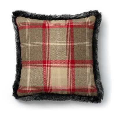 20"x20" Oversize Gentry Plaid Square Throw Pillow Red/Natural - Sure Fit