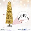 KRISRATE 6FT Prelit Snow Flocked Pencil Slim Christmas Tree, 500 PVC Branch Tips, 250 Warm White Lights,Metal Stand and Hinged Branches,8 Flash Modes - 3 of 4