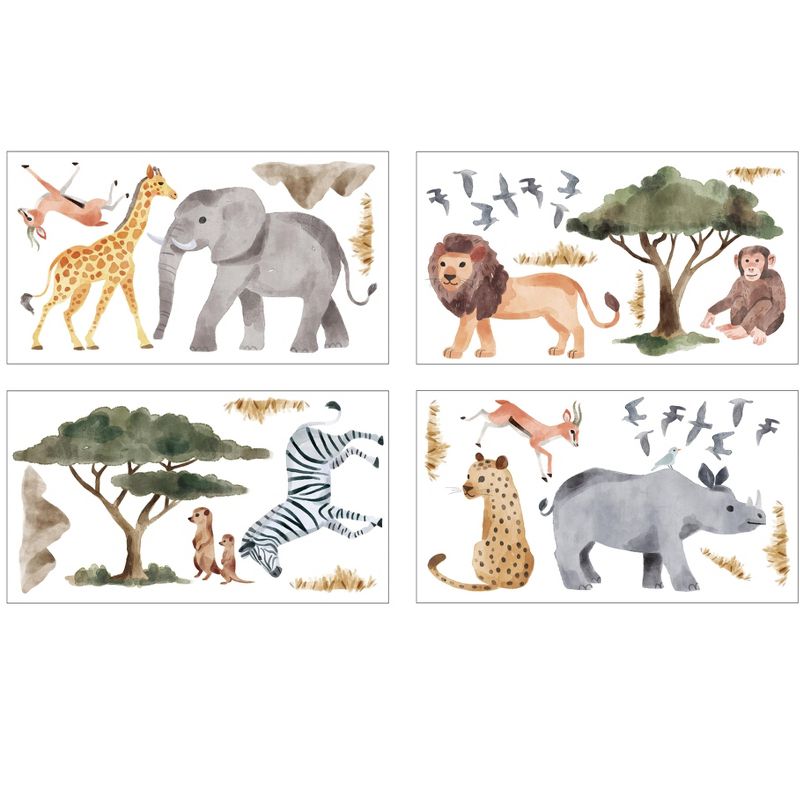Sweet Jojo Designs Boy or Girl Gender Neutral Unisex Wall Decal Stickers Art Nursery Décor Jungle Animals Multicolor 4pc, 3 of 4
