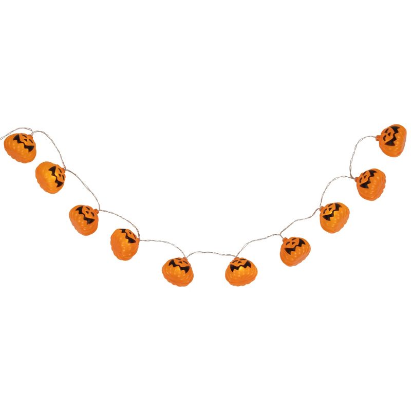 Northlight 10-Count LED Jack-O-Lantern Halloween Light Set - 3', Warm White Lights, Clear Wire, 5 of 7
