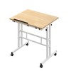 VECELO Standing Desk Adjustable Height, Computer Workstations with Tiltable Tabletop & Lockable Wheels, Portable Rolling Laptop Desk for Office, Brown - 3 of 4