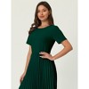Hobemty Women's Pleated Knee Length Short Sleeve Work A-Line Dress - 4 of 4