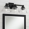 Regency Hill Mencino Modern Wall Light Sconce Black Hardwire 20" 3-Light Fixture Clear Glass Shade for Bedroom Bathroom Vanity Reading Living Room - 2 of 4