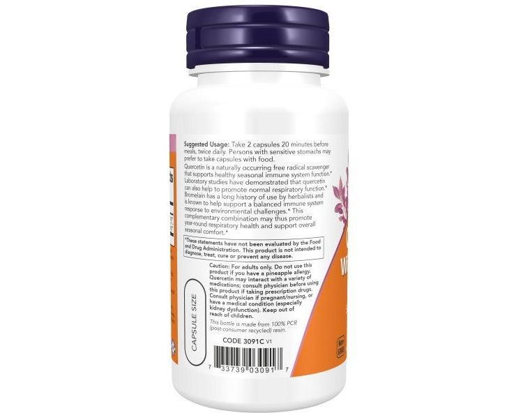 Quercetin With Bromelain by Now Foods  -  60 VegCap, 3 of 3