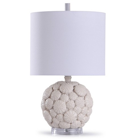 Aibion Carved Urchin Lamp With Acrylic, White Sea Urchin Table Lamp